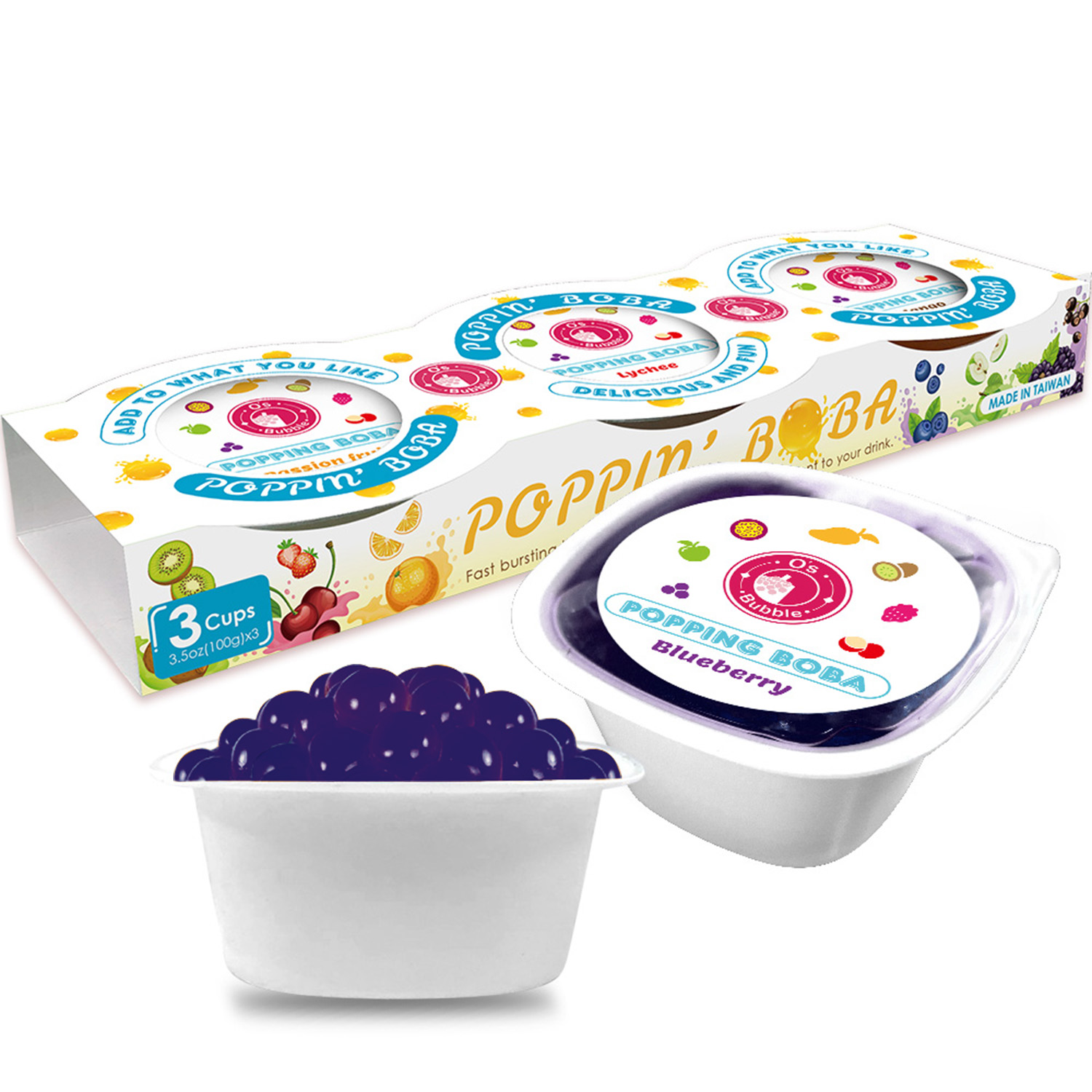 Bubble Tea Kit Gift Set Popping Boba, Bubble Tea Powder, Cups and