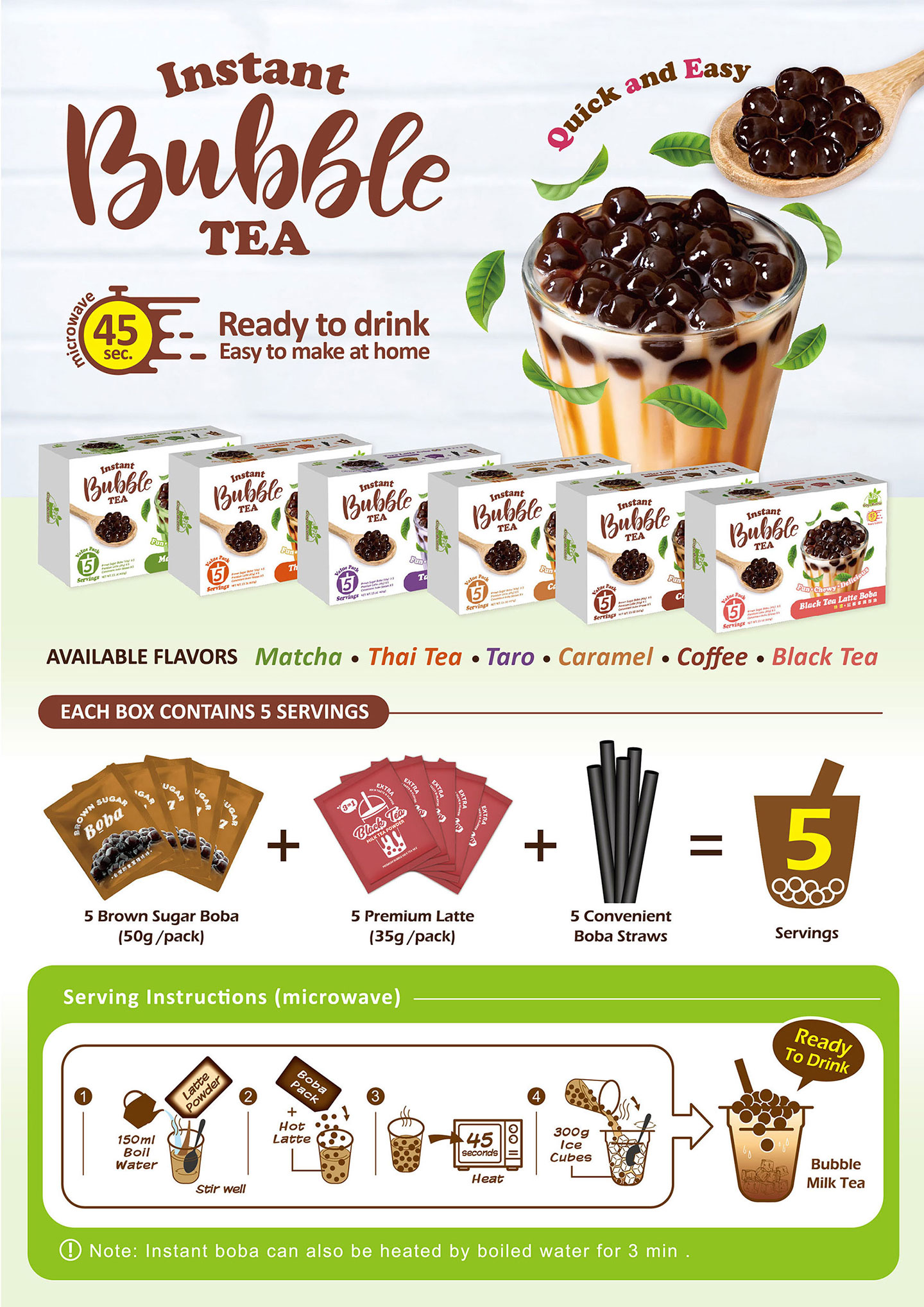 YUMBUCHA Instant Boba Making Kit - A Complete Set for Boba Tea Lovers - 30  Drinks, Reusable Cup & Straw, Tapioca Pearls, and Loose Leaf Teabags 